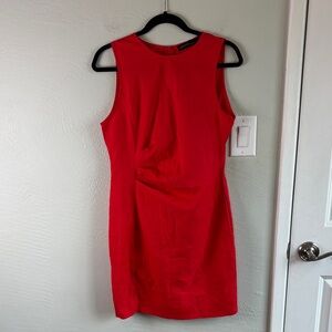 NEW Zanzea Bold Red Sleeveless Mini Dress M Ruched Office Siren